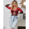 Subblime Red & Black Gradient Long Sleeve Fishnet Dress