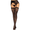 Leg Avenue Lace Thigh Highs & Garterbelt Black