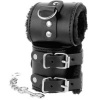 Darkness Black Leather Handcuffs Fur Lined