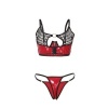 Subblime Red Faux Leather Mesh Zipper Bra Set S/M