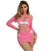 Subblime Long Sleeve Elastic Fishnet Dress, Pink