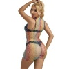 Subblime Rainbow High Neck Sleeveless Fishnet Dress