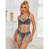 Subblime Rainbow Off-Shoulder Fishnet Dress, One Size