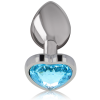 Aluminum Metal Anal Plug Blue Heart Size M
