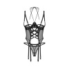 Afbeelding van Obsessive – Dominna Corset & Crotchless Thong – Zwart