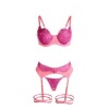 Subblime Pink Eyelash Lace Bra Set S/M
