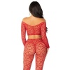 Leg Avenue Crop Top + Stockings Red One Size