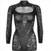 Leg Avenue Mini Dress Lace Long Sleeve Black