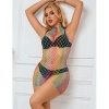 Subblime Rainbow High Neck Sleeveless Fishnet Dress