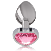 Aluminum Metal Anal Plug Pink Heart Size L