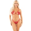 Leg Avenue Heart Design Open Cup Bra + Thong Red