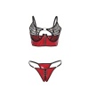 Subblime Red Faux Leather Mesh Zipper Bra Set L/XL