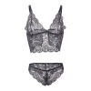 Subblime 953928 Silk Lace Nightgown + Panties Black L/XL