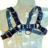 Leather Body Blue Black Chest Harness