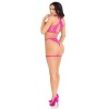 Leg Avenue Lace Bra & Garter Thong Set, Pink