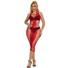 Subblime Long Red Fishnet Babydoll Dress, One Size