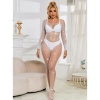 Subblime Fishnet Bodystocking w/ Diamonds Long Sleeve, White