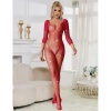 Subblime Fishnet Bodystocking w/ Diamonds Long Sleeve, Red XS/M