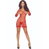 Passion BS108 Crotchless Grid Bodystocking, Red