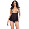 Chilirose CR 4715 Babydoll Set Four Pieces Black M