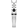 Livco Corsetti Thiara Body and Stockings Set Black L/XL