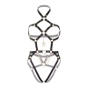 LEG AVENUE Heart Ring Harness Teddy Size S BLACK