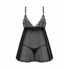 Afbeelding van Obsessive - Blomentis Babydoll en String - Zwart