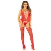 Leg Avenue Camisole + Stockings + Thong Red One Size
