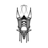 Afbeelding van Obsessive – Dominna Corset & Crotchless Thong – Zwart