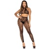 Leg Avenue Crop Top & Crotchless Tights, Black