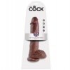 King Cock Brown Dildo with Balls, 25.4 CM