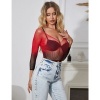 Subblime Red & Black Gradient Long Sleeve Fishnet Dress