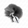 Kink Anal Plug L 10x4cm Synthetic Tail 40cm Grey White