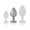 Aluminum Metal Anal Plug Blue Heart Size M