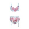 Subblime Flower Embroidered Bra & Garter Set Pink S/M
