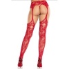 Leg Avenue Lace Stockings with Garters Red
