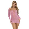 Subblime Pink Fishnet Dress with Long Sleeves, One Size