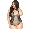 Leg Avenue Crotchless Net and Lace Teddy 1X-2X