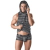 Anais Men Aegis Hooded T-Shirt M - Gray Checkered