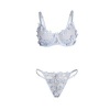 Subblime Flower Embroidered Bra & Panties Set Sky Blue S/M