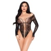 Leg Avenue 89370 Net and Lace Teddy Black