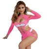 Subblime Long Sleeve Elastic Fishnet Dress, Pink