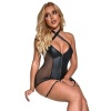 Subblime Sexy Mesh Dress Leather Black S/M