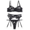 Sublime 3-Piece Lingerie Set Floral Black L/XL