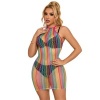 Subblime Rainbow Fishnet Dress, One Size