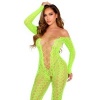 Leg Avenue Crotchless Bodystocking Exotic Snake Lace, Neon Green