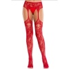Leg Avenue Lace Stockings with Garters Red