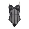 Subblime Black Chain Suspenders Bodysuit S/M