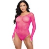 Leg Avenue Crystalized Long Sleeve Bodysuit Fuchsia