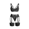 Subblime Black Bondage Bra Garter Set L/XL